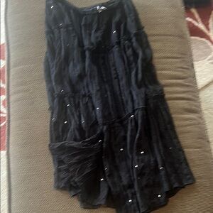 Wrapper Black Asymmetrical Bubble Midi Skirt